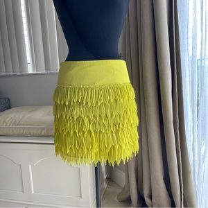 NWT Philosophy Mauna Green Lined Zipper Flapper Fringe Layered Skirt Size 4